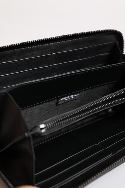 Dolce & Gabbana Zwartblauwe Exotische Leren Continentale Portemonnee met Embossing