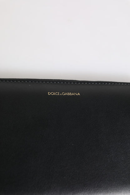 Dolce & Gabbana Zwartblauwe Exotische Leren Continentale Portemonnee met Embossing