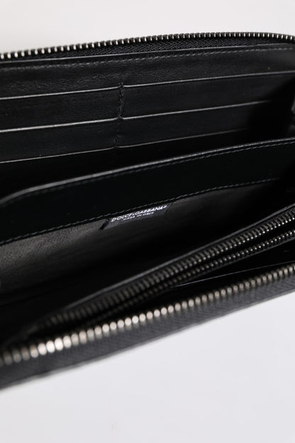 Dolce & Gabbana Zwartblauwe Exotische Leren Continentale Portemonnee met Embossing