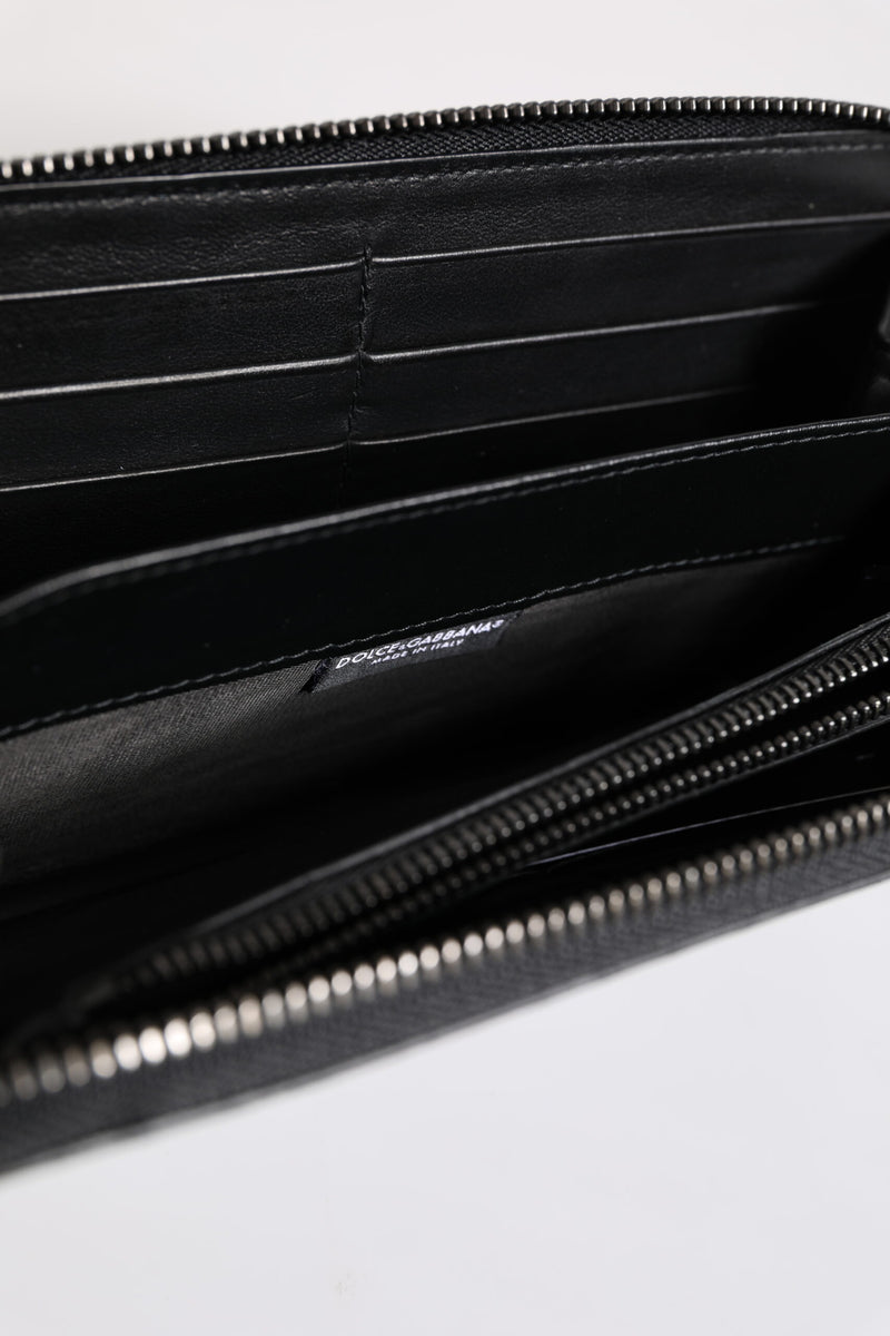 Portefeuille continental Dolce &amp; Gabbana en cuir exotique noir et bleu gaufré