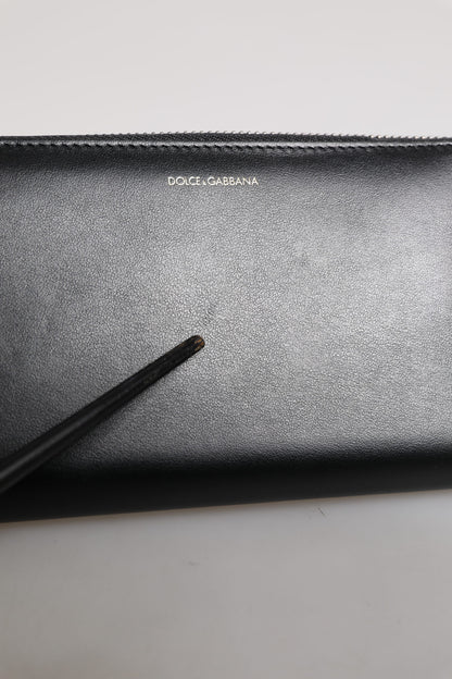 Dolce & Gabbana Zwartblauwe Exotische Leren Continentale Portemonnee met Embossing