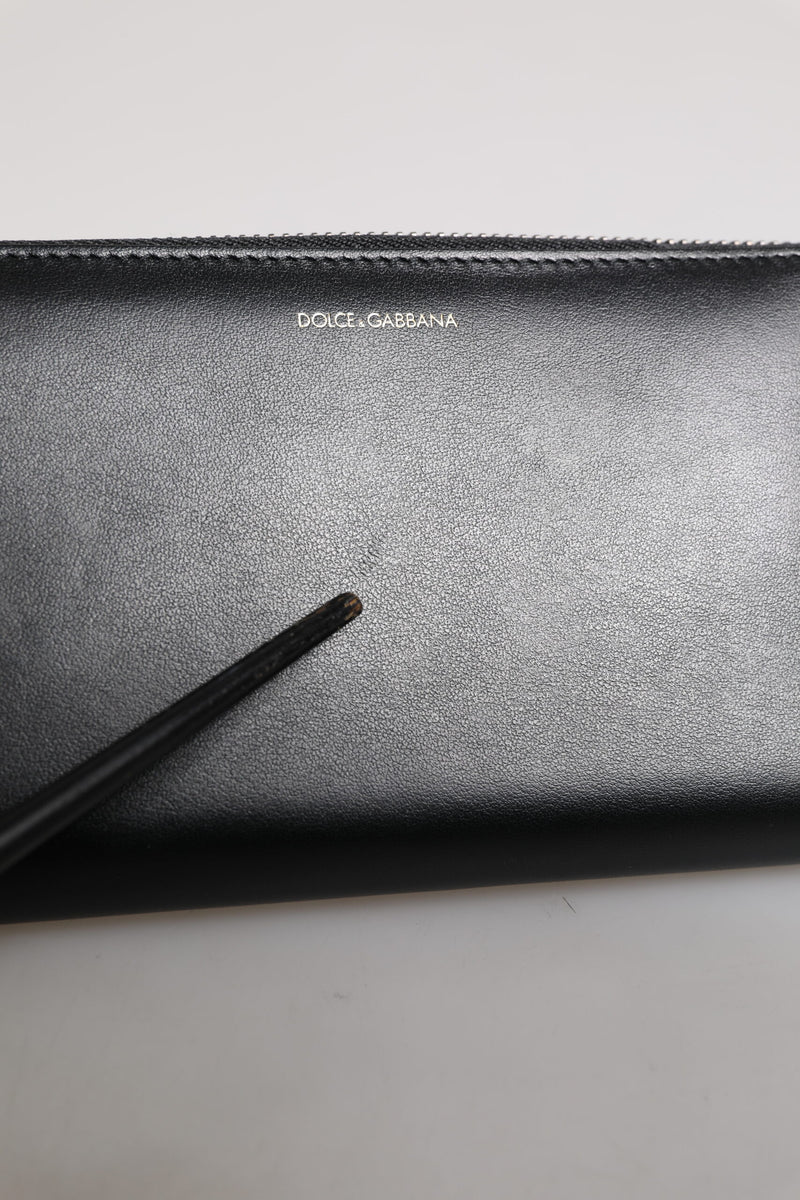 Portefeuille continental Dolce &amp; Gabbana en cuir exotique noir et bleu gaufré