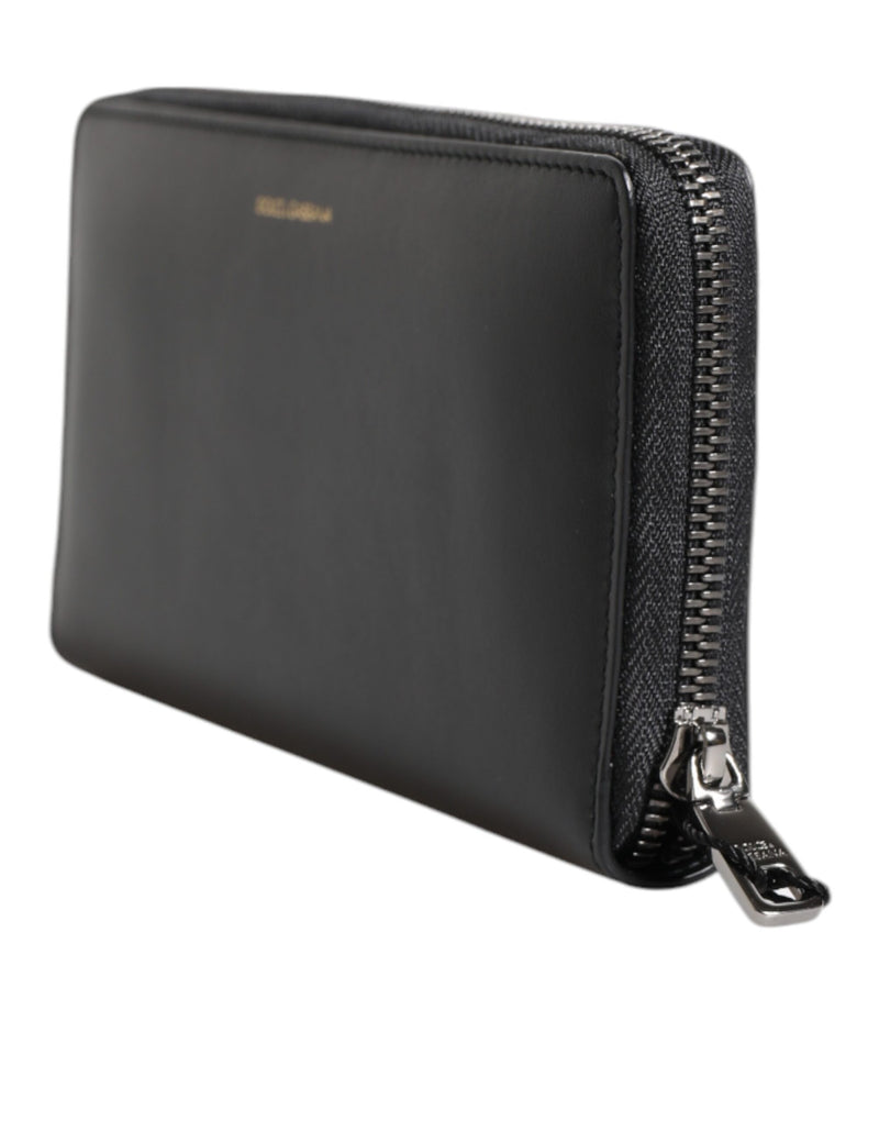 Portefeuille continental Dolce &amp; Gabbana en cuir exotique noir et bleu gaufré