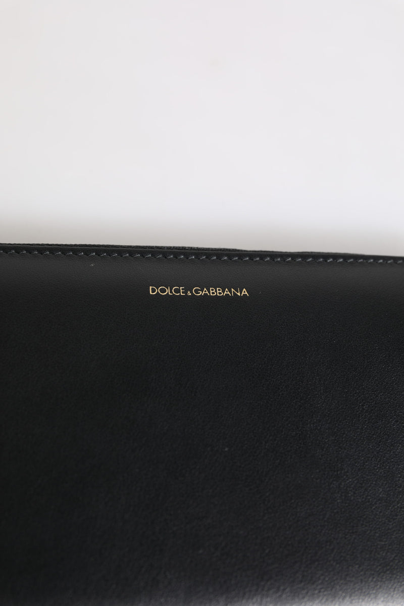 Portefeuille continental Dolce &amp; Gabbana en cuir exotique noir et bleu gaufré