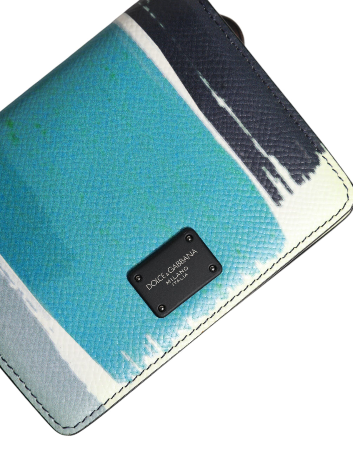 Portefeuille porte-cartes à deux volets en cuir multicolore Dolce &amp; Gabbana avec logo DG