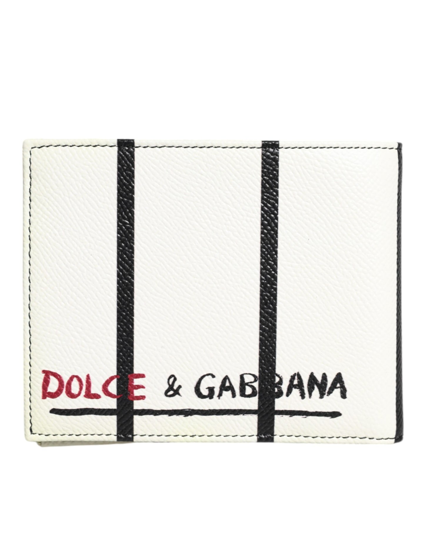 Portefeuille porte-cartes à deux volets Dolce & Gabbana en cuir blanc DG Crown Royals