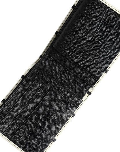 Portefeuille porte-cartes à deux volets Dolce & Gabbana en cuir blanc DG Crown Royals