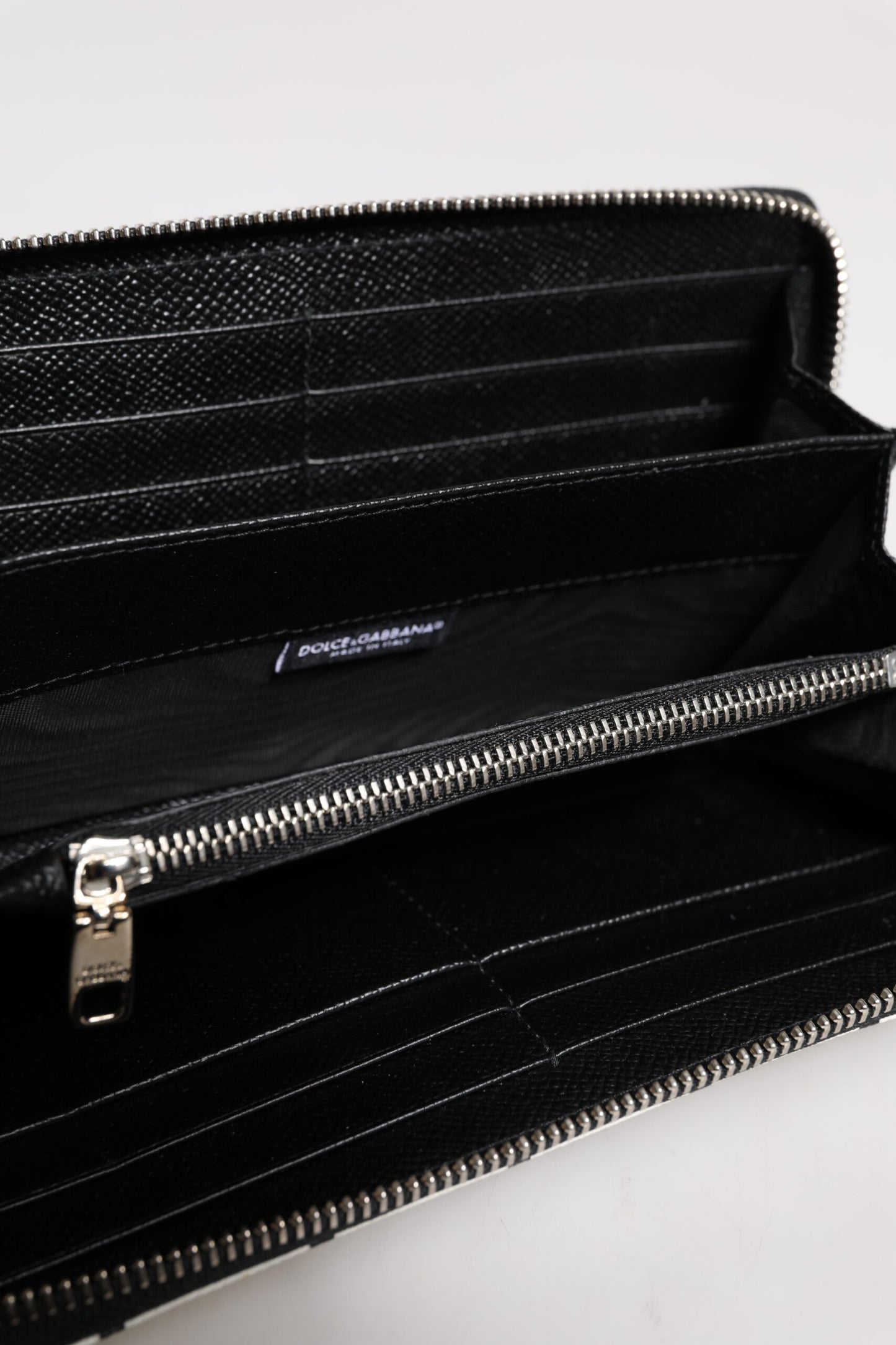 Portefeuille continental zippé en cuir blanc Dolce & Gabbana DG Crown Royals