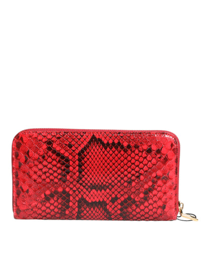 Portefeuille continental zippé en cuir exotique rouge Dolce & Gabbana