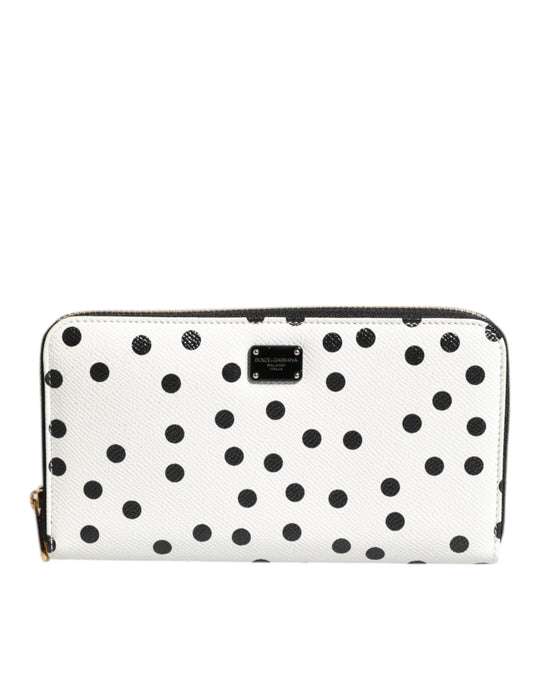 Portefeuille continental zippé Dolce & Gabbana en cuir rayé blanc et noir