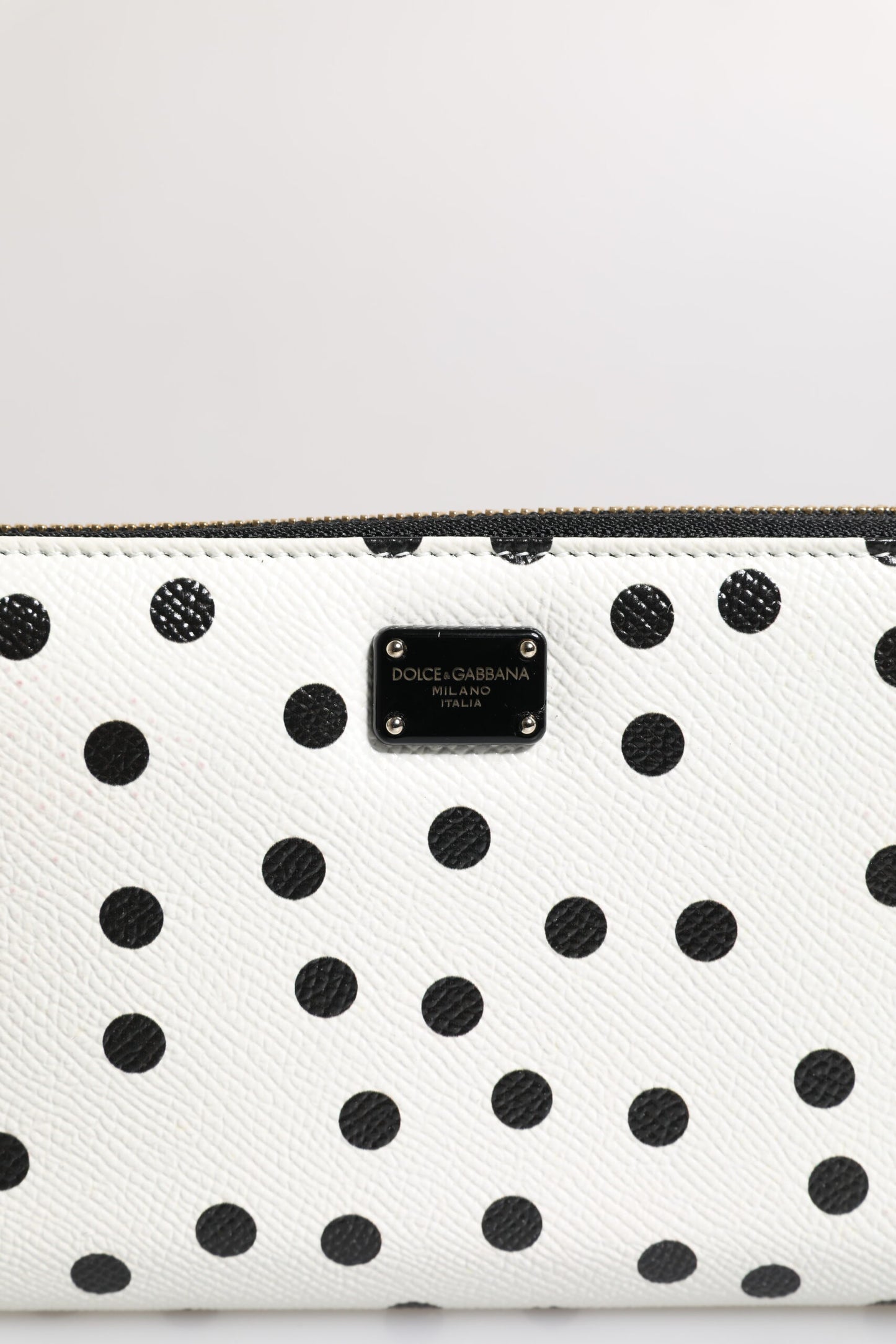 Portefeuille continental zippé Dolce & Gabbana en cuir rayé blanc et noir