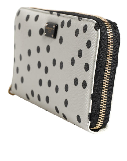 Portefeuille continental zippé Dolce & Gabbana en cuir rayé blanc et noir