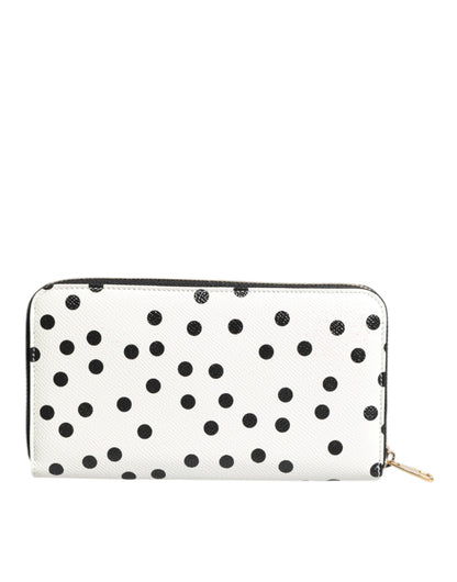 Portefeuille continental zippé Dolce & Gabbana en cuir rayé blanc et noir