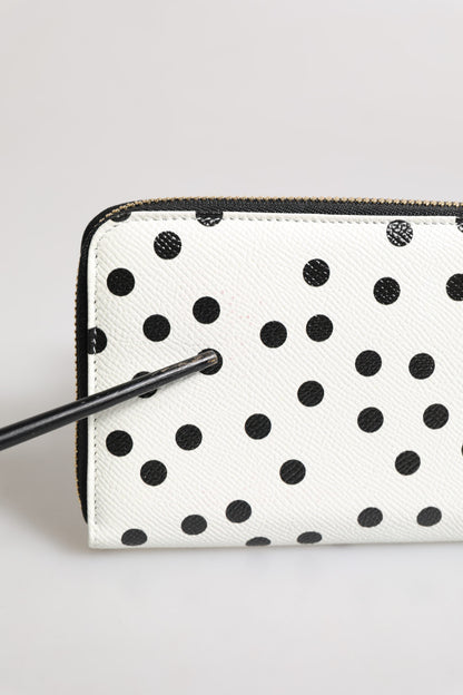Portefeuille continental zippé Dolce & Gabbana en cuir rayé blanc et noir