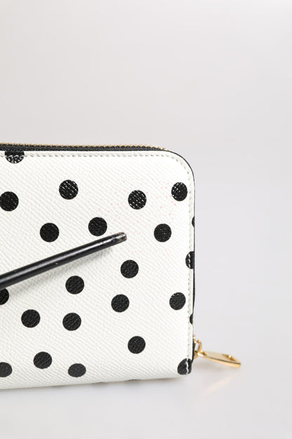 Portefeuille continental zippé Dolce & Gabbana en cuir rayé blanc et noir