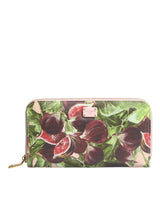 Dolce & Gabbana Multicolor Fig Fruit Dauphine Leather Zip Wallet