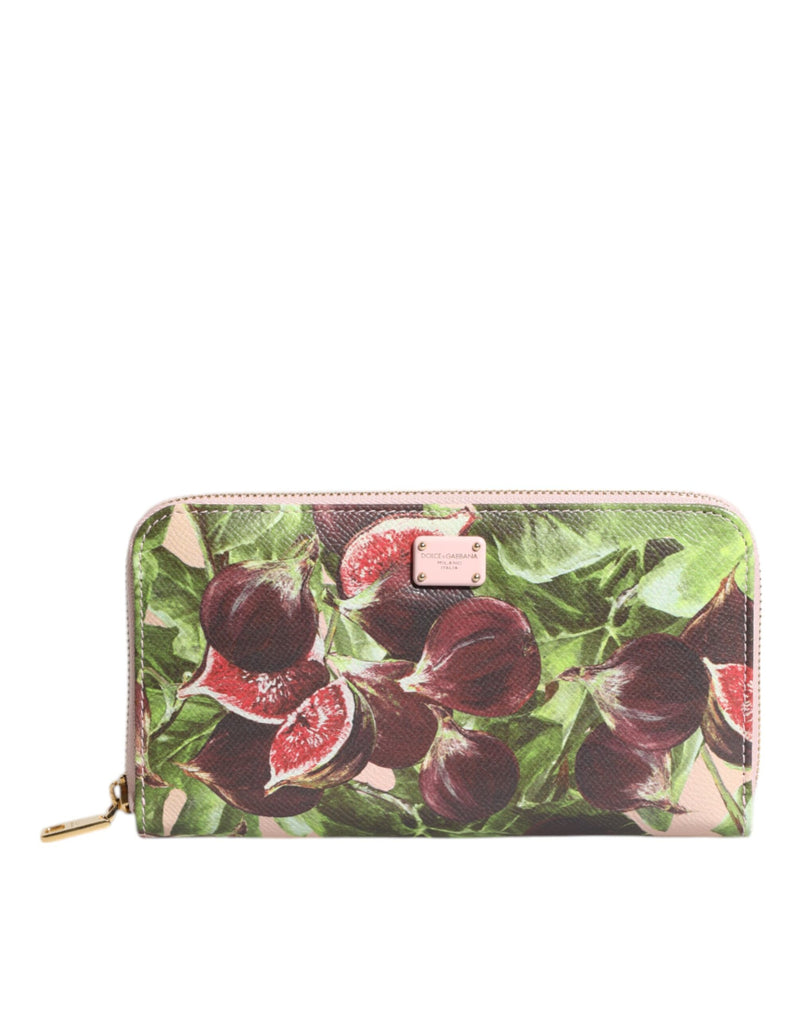 Dolce & Gabbana Multicolor Fig Fruit Dauphine Leather Zip Wallet