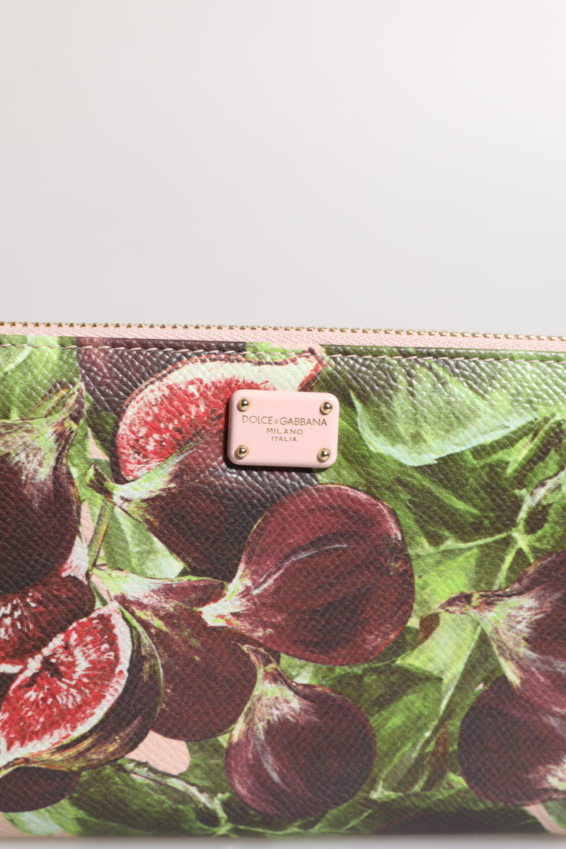 Dolce & Gabbana Multicolor Fig Fruit Dauphine Leather Zip Wallet