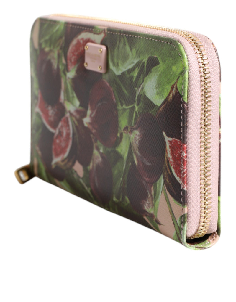 Dolce & Gabbana Multicolor Fig Fruit Dauphine Leather Zip Wallet