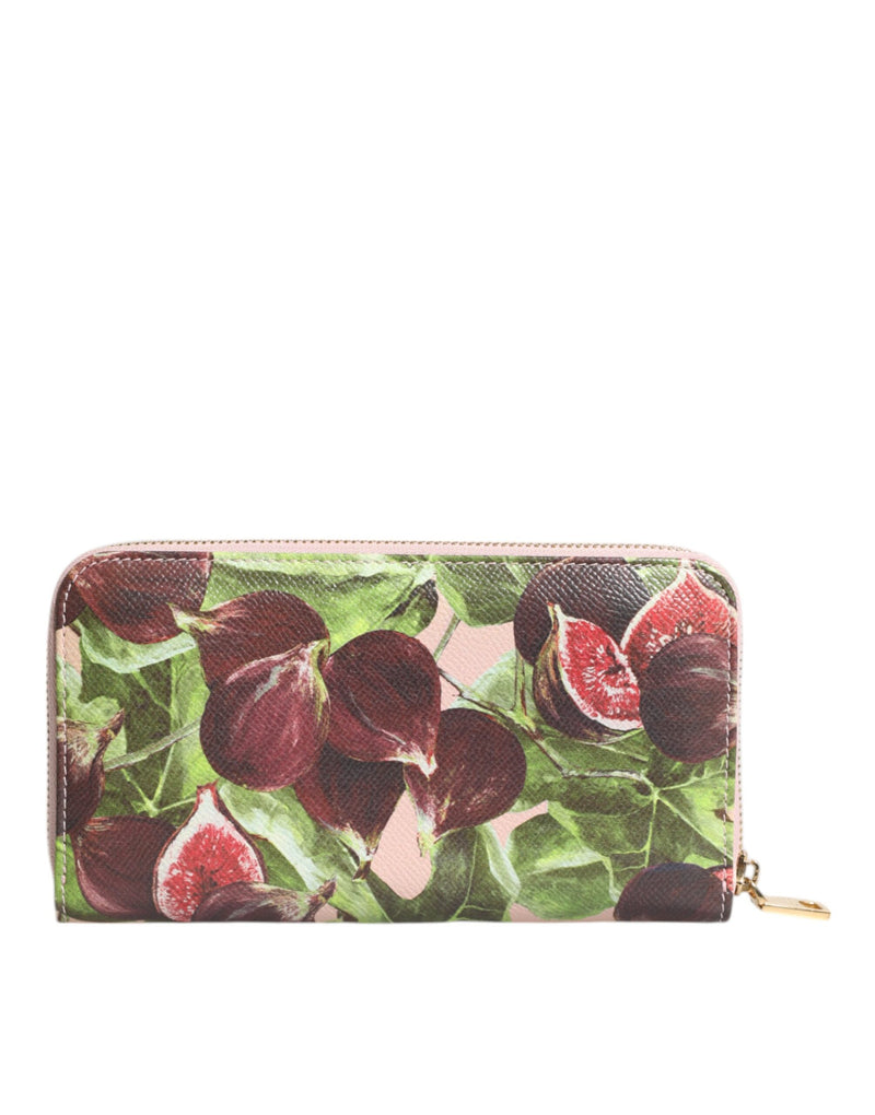 Dolce & Gabbana Multicolor Fig Fruit Dauphine Leather Zip Wallet