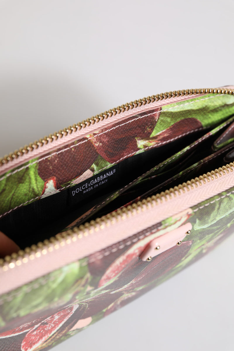 Dolce & Gabbana Multicolor Fig Fruit Dauphine Leather Zip Wallet
