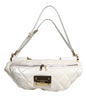 Dolce & Gabbana White Quilted Logo Plaque Belt Waist Fanny Pack Bag