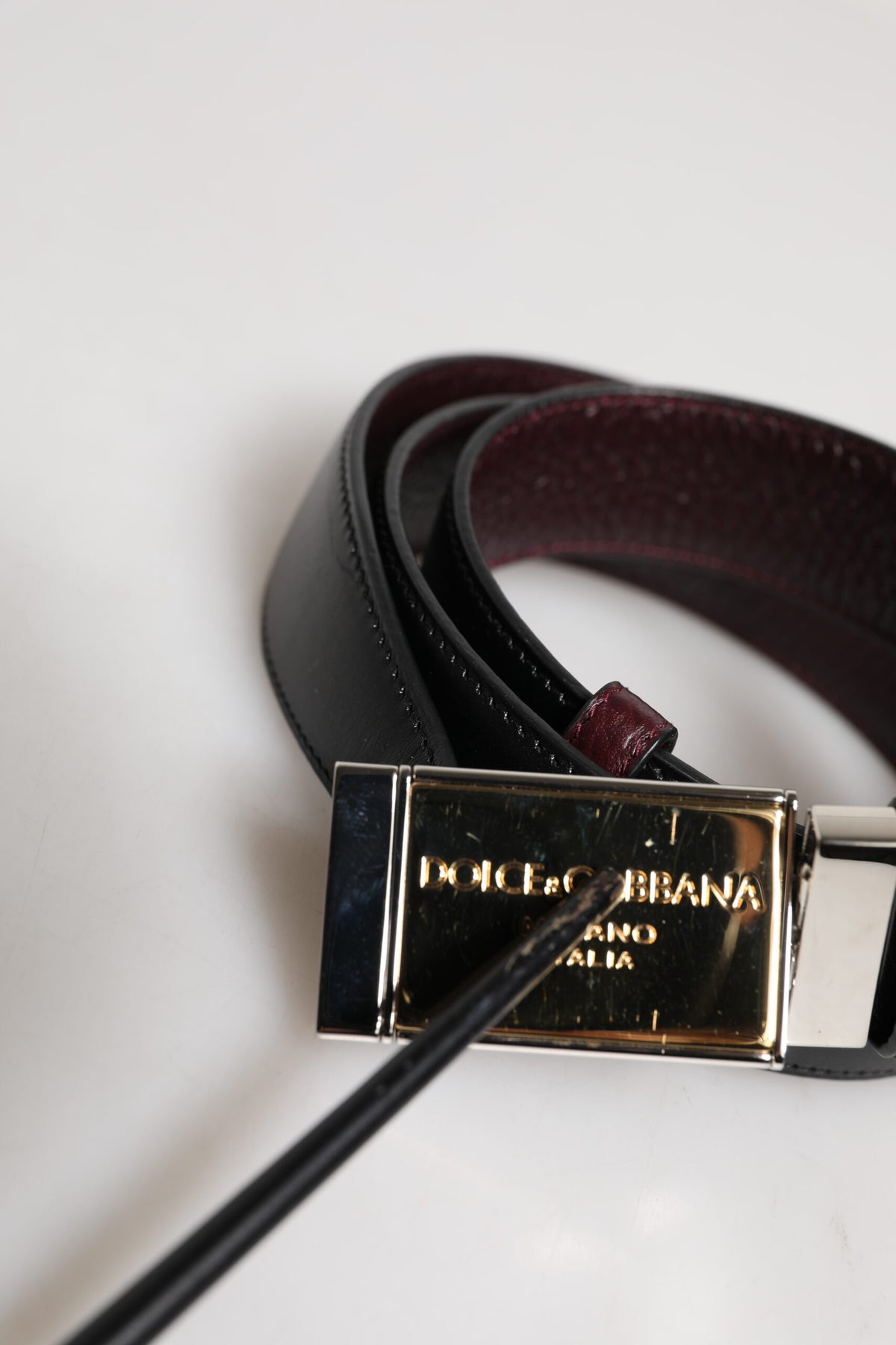 Ceinture réversible Dolce &amp; Gabbana en cuir noir et marron avec boucle en métal