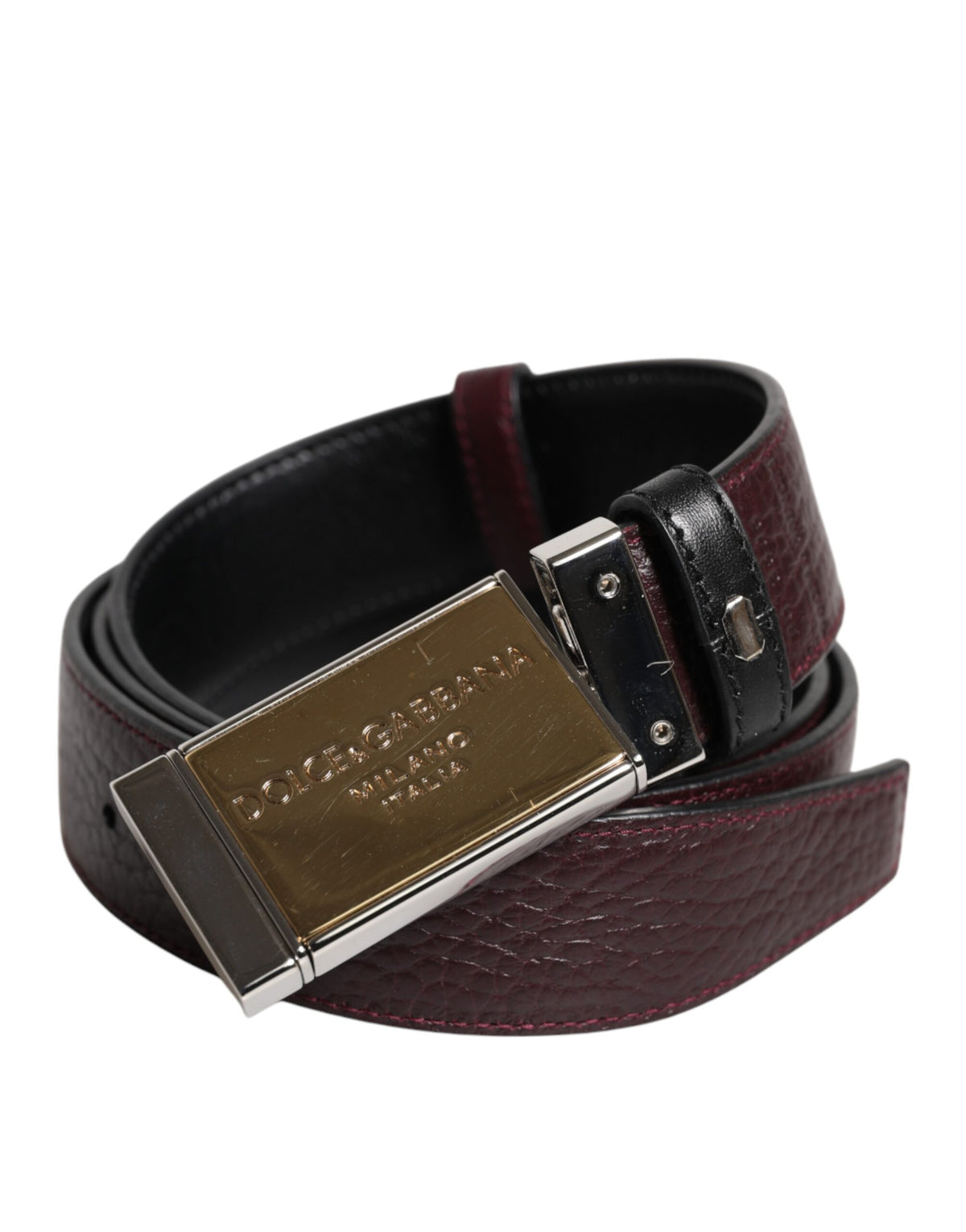 Ceinture réversible Dolce &amp; Gabbana en cuir noir et marron avec boucle en métal