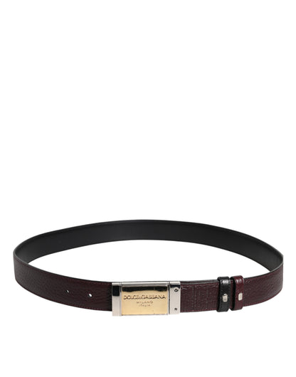 Ceinture réversible Dolce & Gabbana en cuir noir et marron avec boucle en métal