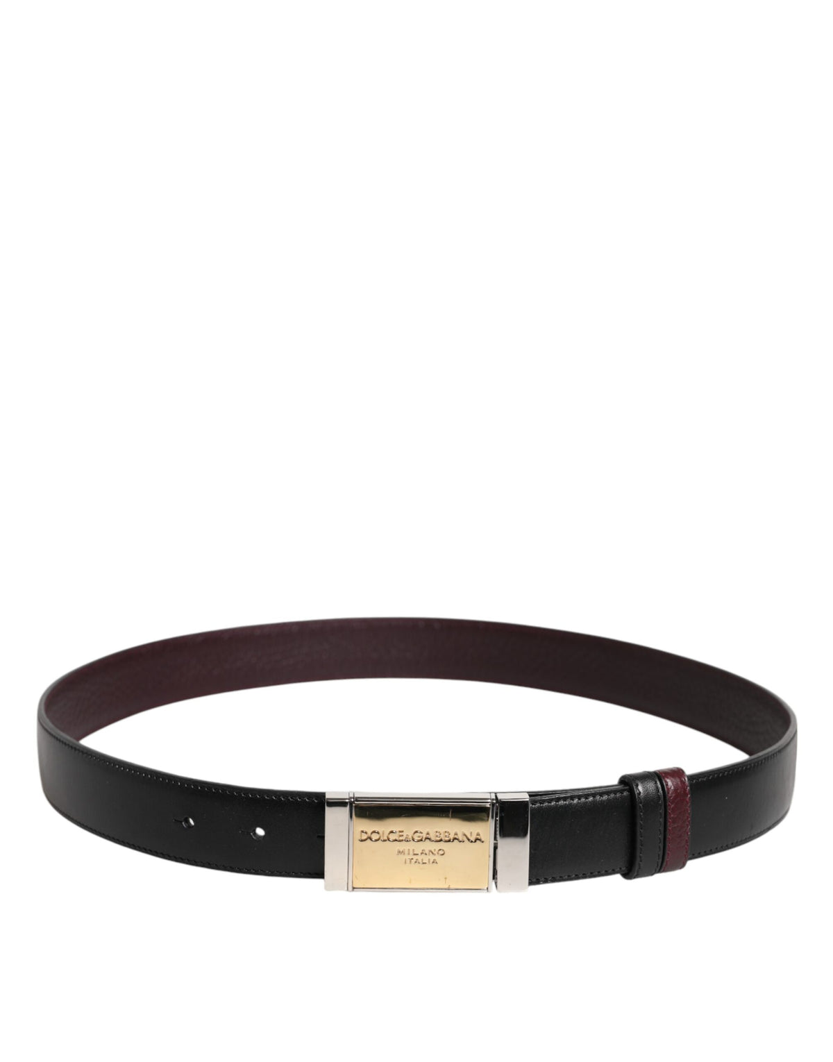 Ceinture réversible Dolce &amp; Gabbana en cuir noir et marron avec boucle en métal