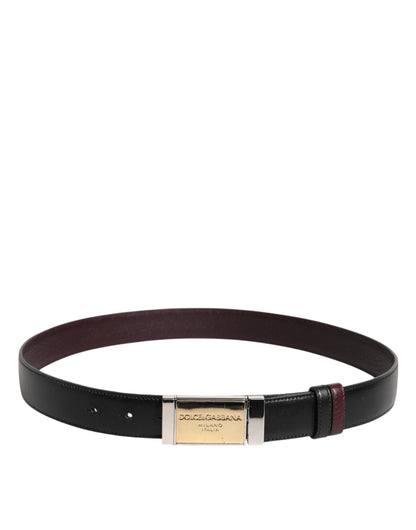 Ceinture réversible Dolce & Gabbana en cuir noir et marron avec boucle en métal