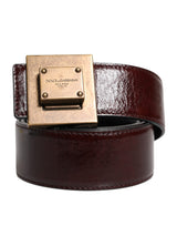 Ceinture classique Dolce &amp; Gabbana en cuir marron avec boucle en métal doré