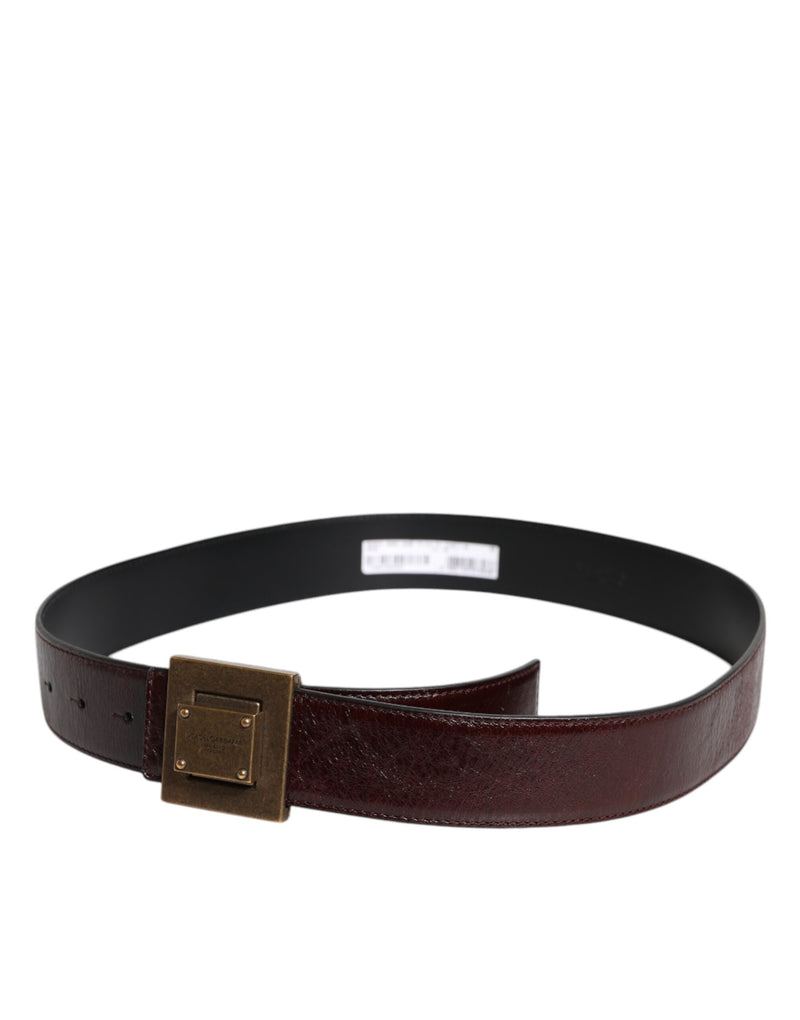 Dolce &amp; Gabbana Bruine Leren Klassieke Riem met Gouden Metalen Gesp