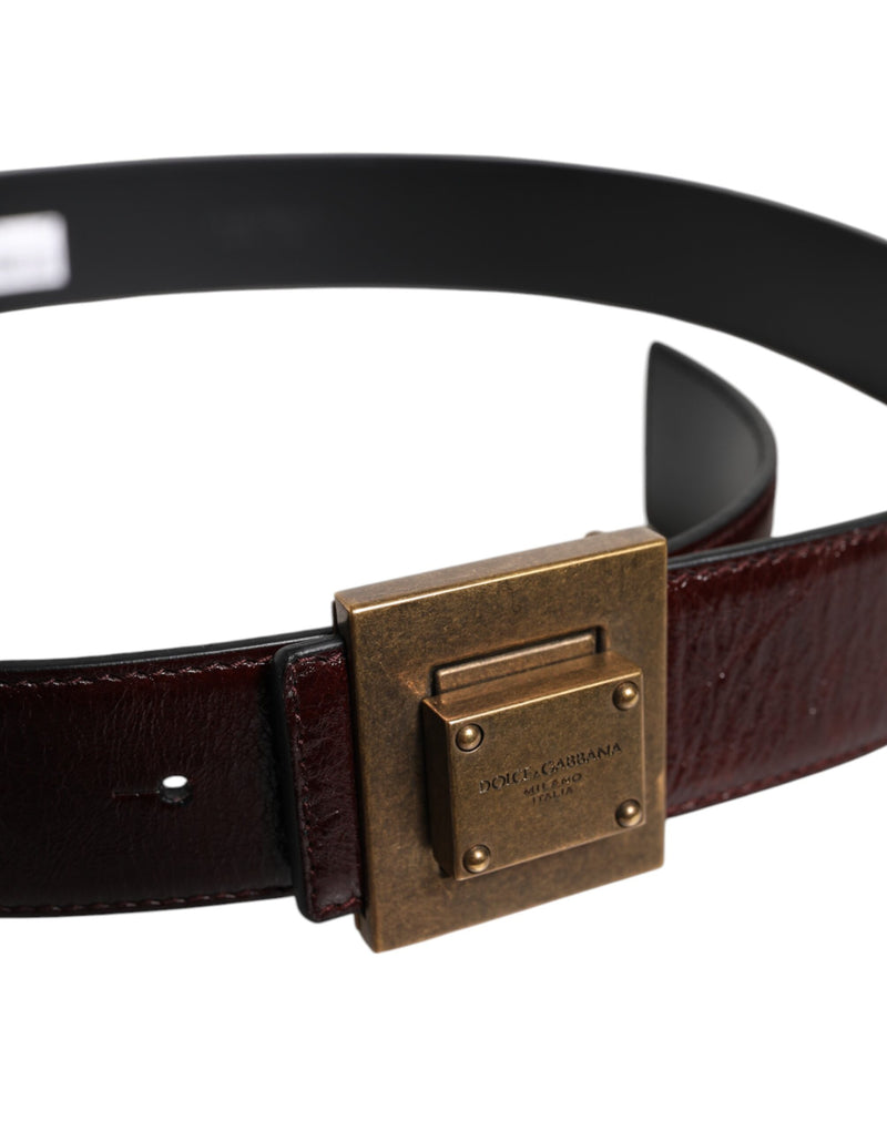 Dolce &amp; Gabbana Bruine Leren Klassieke Riem met Gouden Metalen Gesp