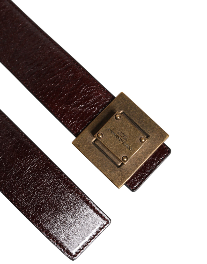 Dolce &amp; Gabbana Bruine Leren Klassieke Riem met Gouden Metalen Gesp