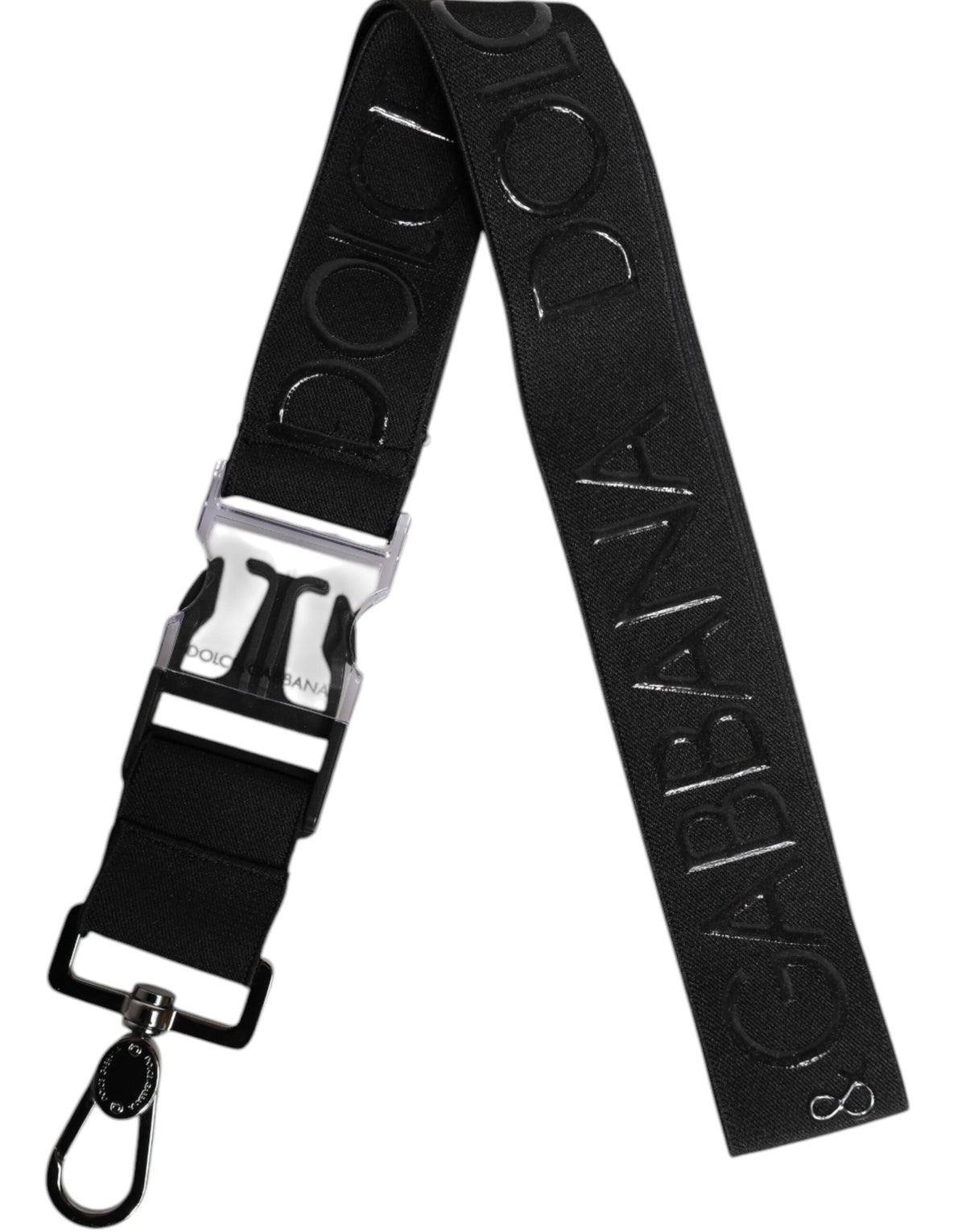 Porte-clés Dolce &amp; Gabbana en polyester extensible noir caoutchouté avec logo DG