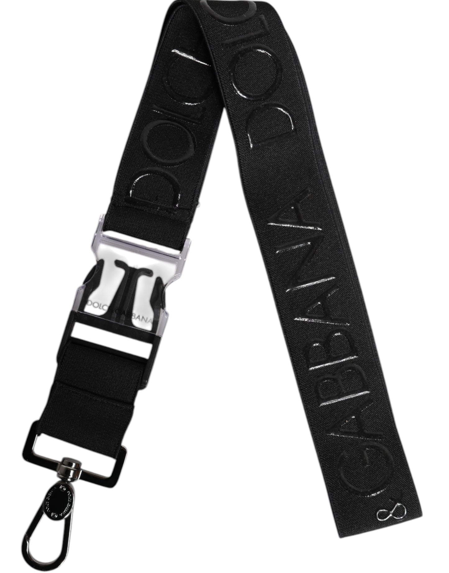 Porte-clés Dolce &amp; Gabbana en polyester extensible noir caoutchouté avec logo DG