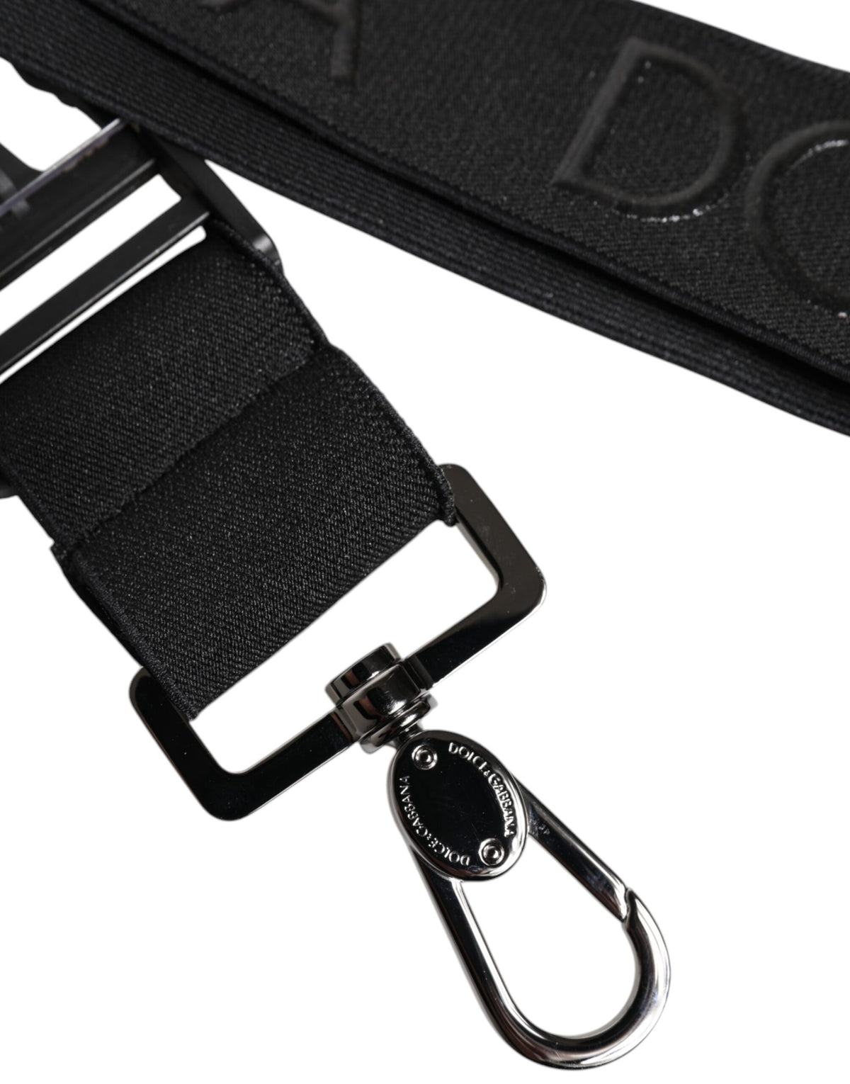 Porte-clés Dolce &amp; Gabbana en polyester extensible noir caoutchouté avec logo DG