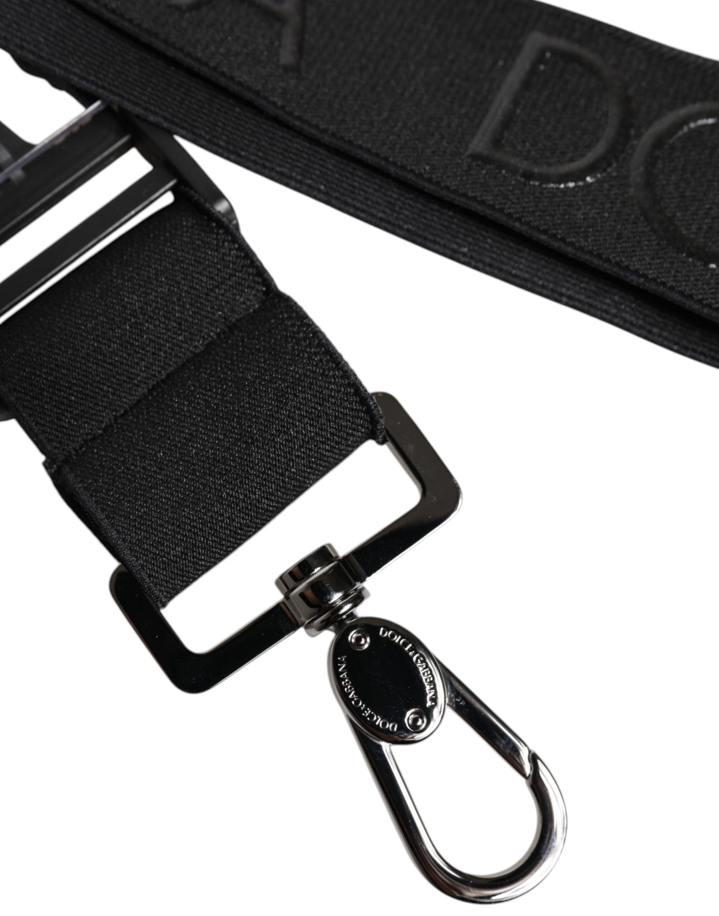 Porte-clés Dolce & Gabbana en polyester extensible noir caoutchouté avec logo DG
