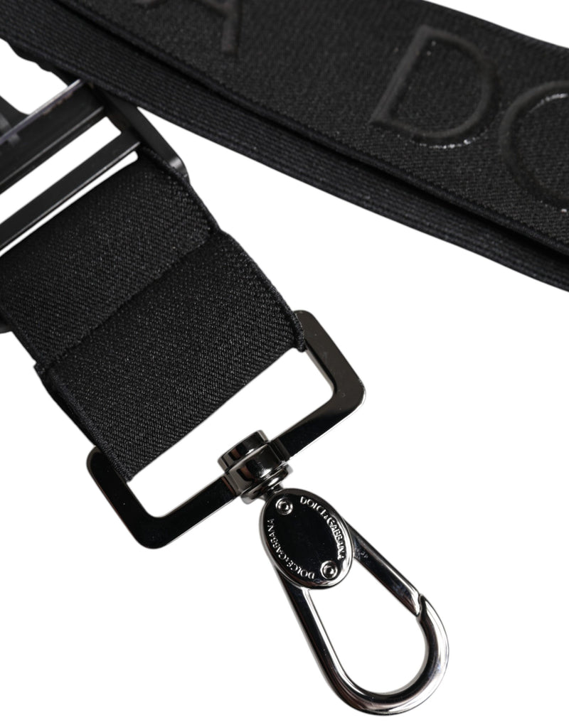Dolce &amp; Gabbana zwarte stretch polyester rubberen DG-logo sleutelhanger