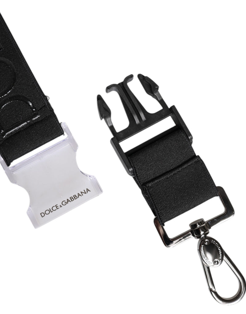 Dolce &amp; Gabbana zwarte stretch polyester rubberen DG-logo sleutelhanger