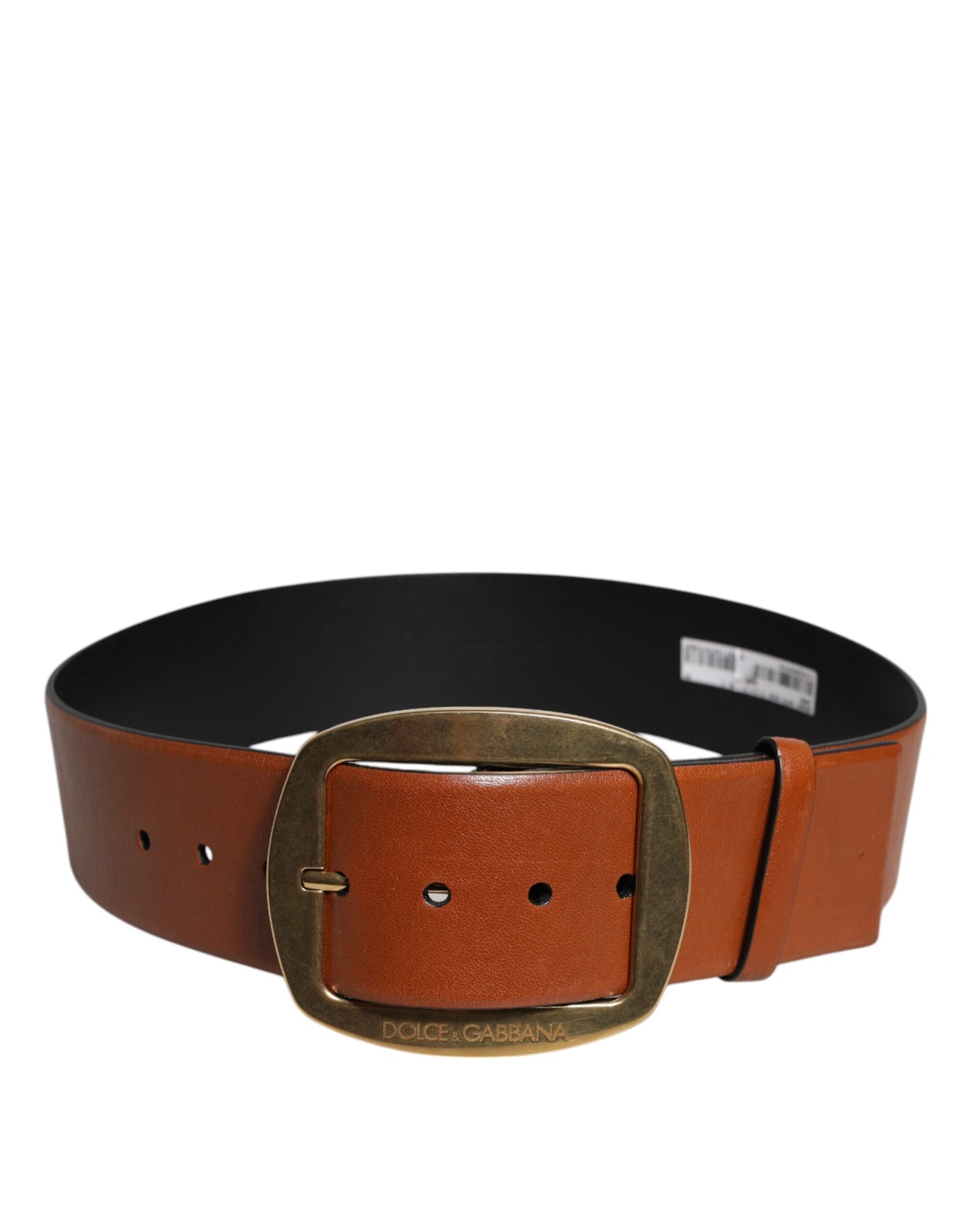 Dolce & Gabbana Bruine Leren Klassieke Riem met Gouden Metalen Gesp