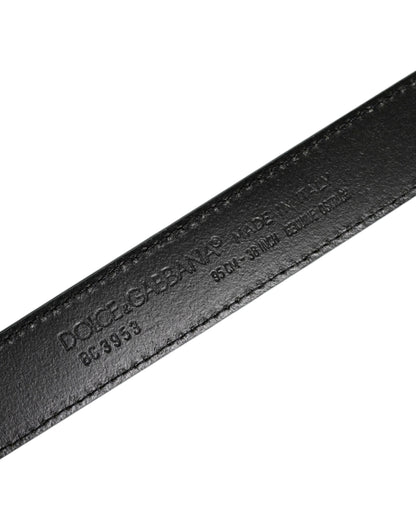 Ceinture Dolce & Gabbana en cuir d'autruche vert avec boucle en métal argenté