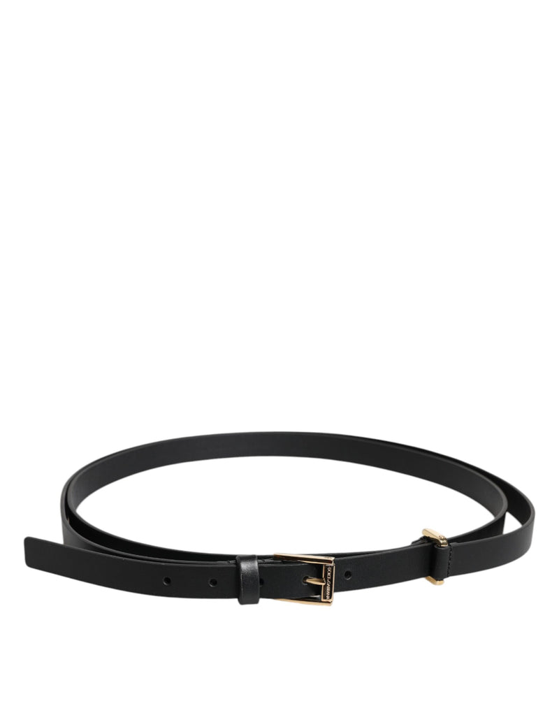 Dolce &amp; Gabbana Zwarte Kalfsleren Riem met Gouden Metalen Gesp