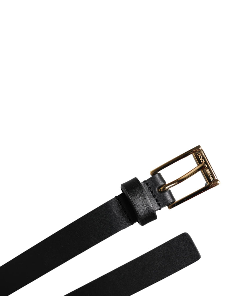 Dolce &amp; Gabbana Zwarte Kalfsleren Riem met Gouden Metalen Gesp