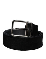Ceinture Dolce & Gabbana en Coton Noir avec Boucle en Métal Argenté