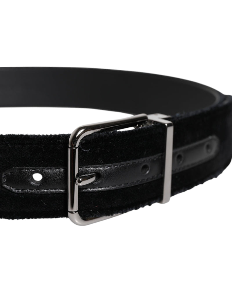 Dolce &amp; Gabbana Zwarte Katoenen Zilverkleurige Metalen Gesp Riem