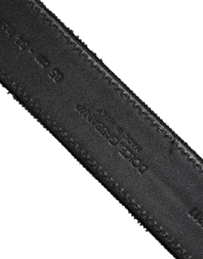 Dolce & Gabbana Zwarte Katoenen Zilverkleurige Metalen Gesp Riem