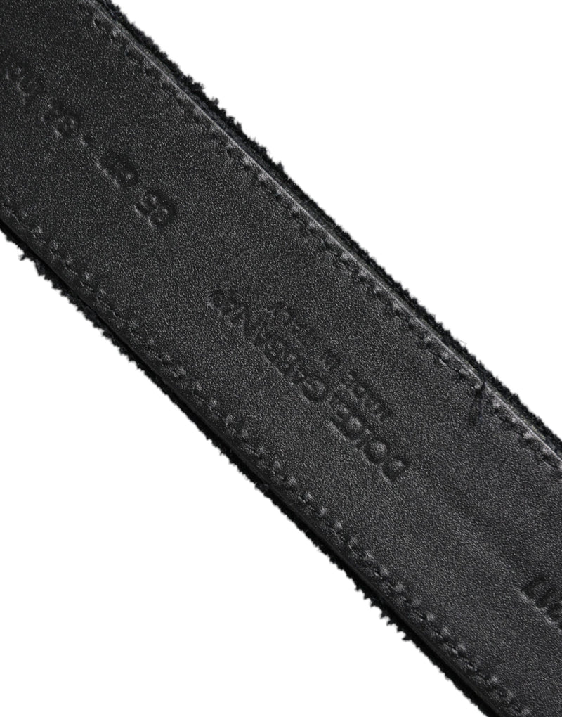 Dolce &amp; Gabbana Zwarte Katoenen Zilverkleurige Metalen Gesp Riem