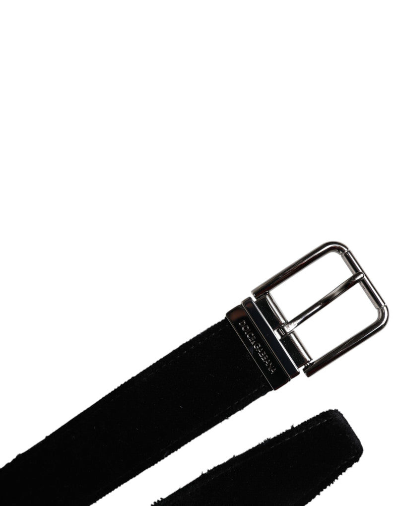 Dolce &amp; Gabbana Zwarte Katoenen Zilverkleurige Metalen Gesp Riem